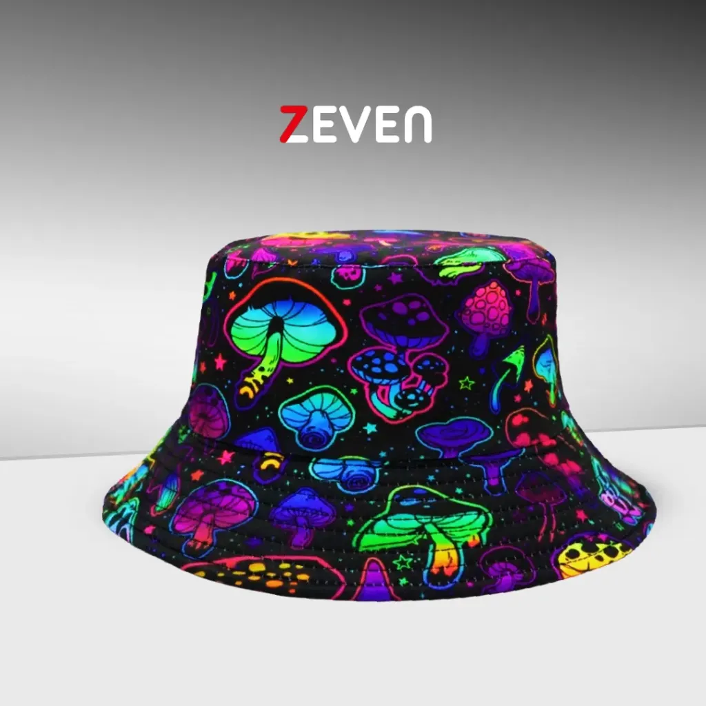 [SZ039] Sombrero de cubo reversible con diseño de setas de colores