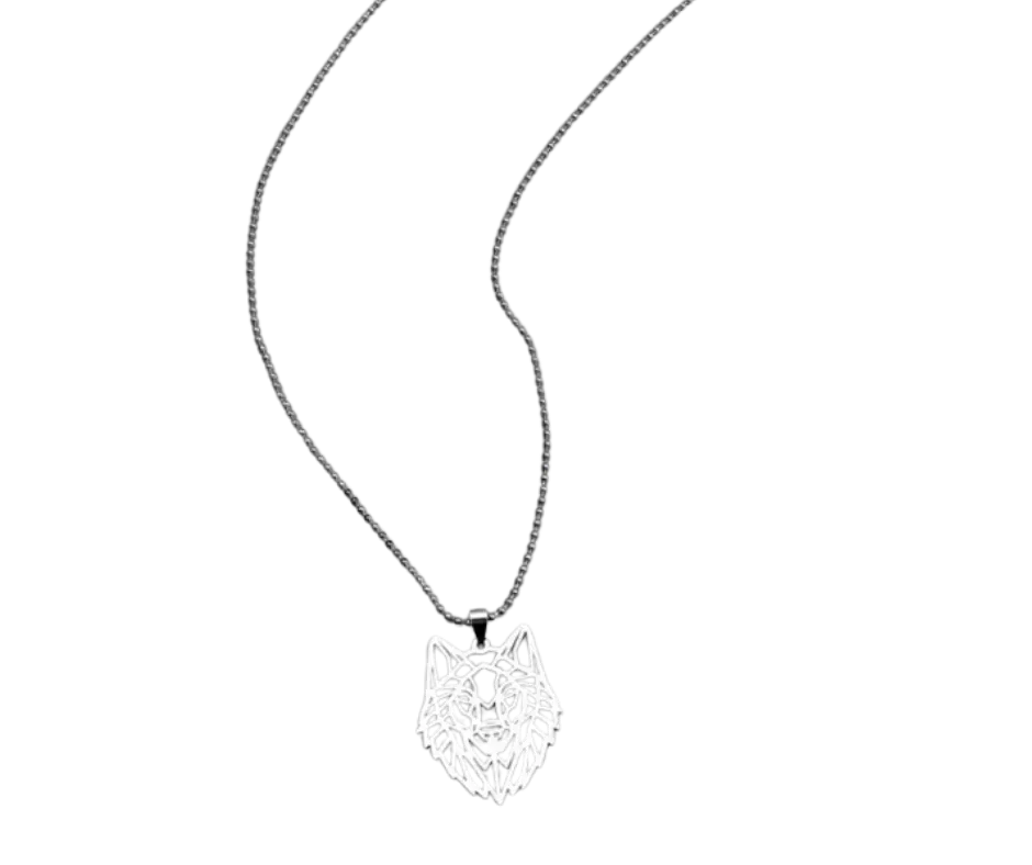 Collar con dije en forma de lobo