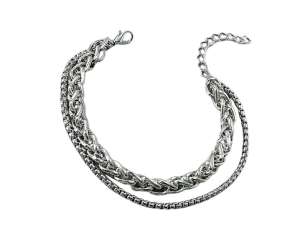 Pulsera con cadenas gruesas y delgadas