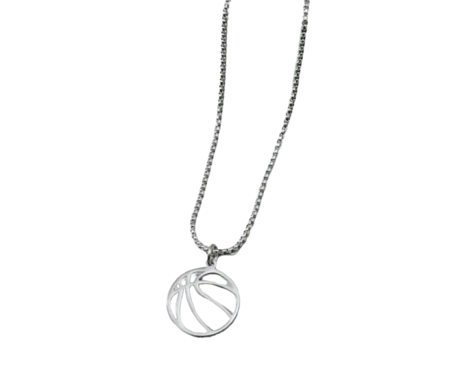 Collar con dije de pelota de baloncesto(Borde)
