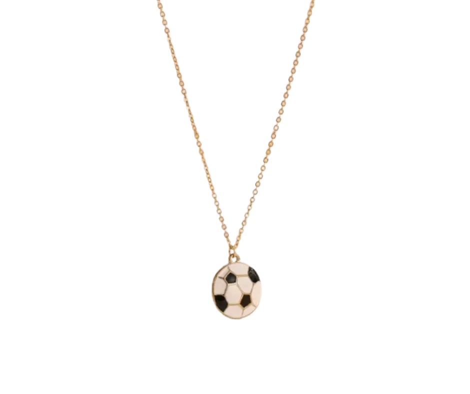 Collar con dije de pelota de futbol circular blanco