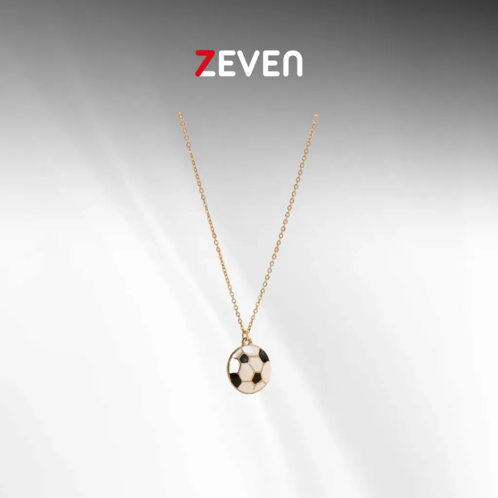 Collar con dije de pelota de futbol circular blanco
