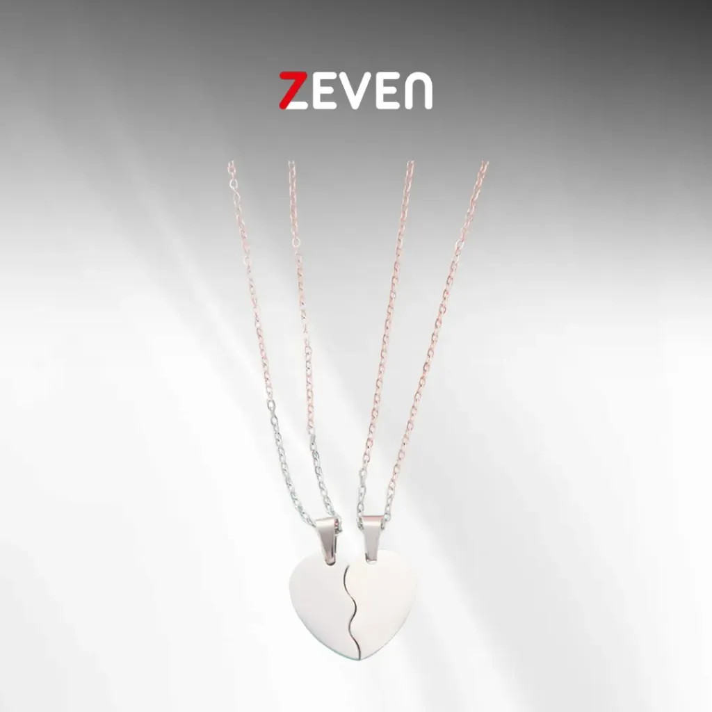 Set de collar de corazón partido