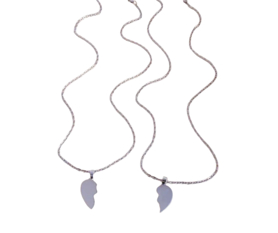 Set de collar de corazón partido