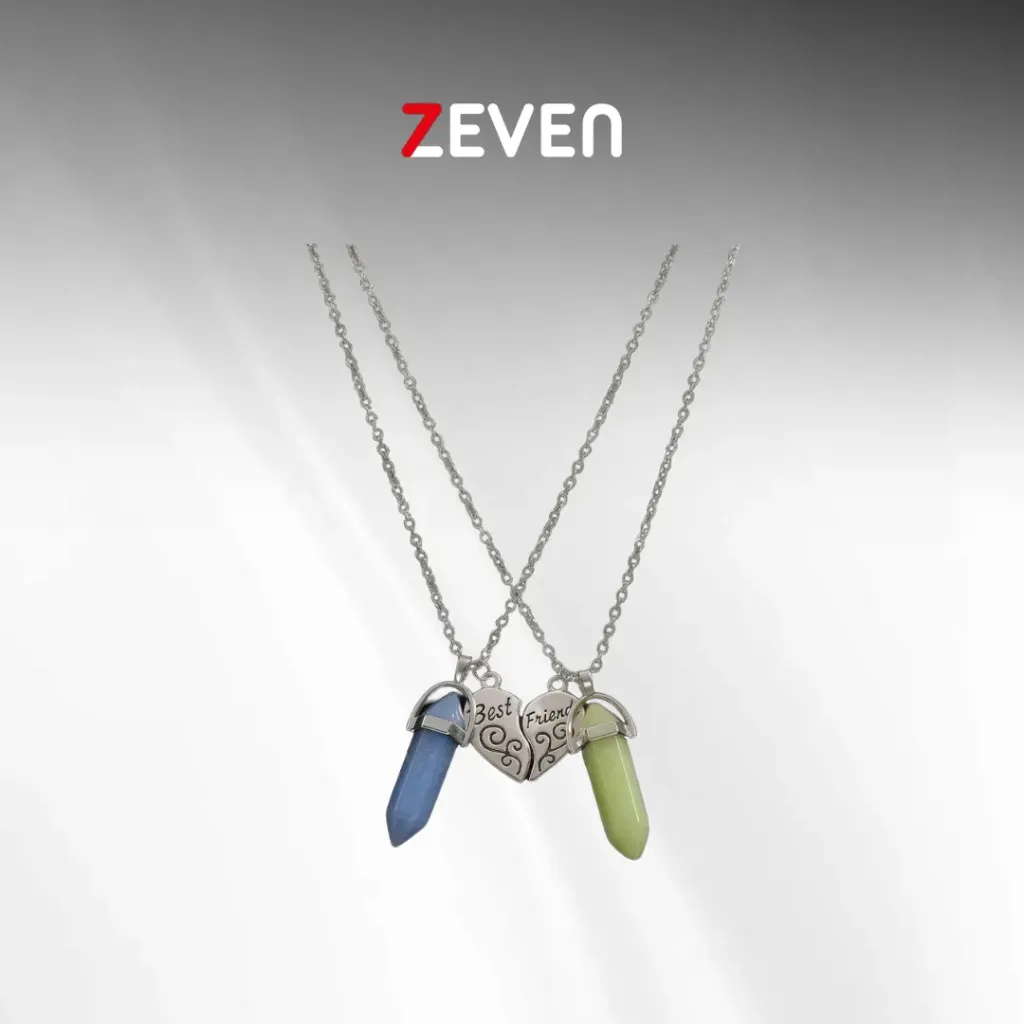 Set de collares con cuarzo y corazón (verde y azul)