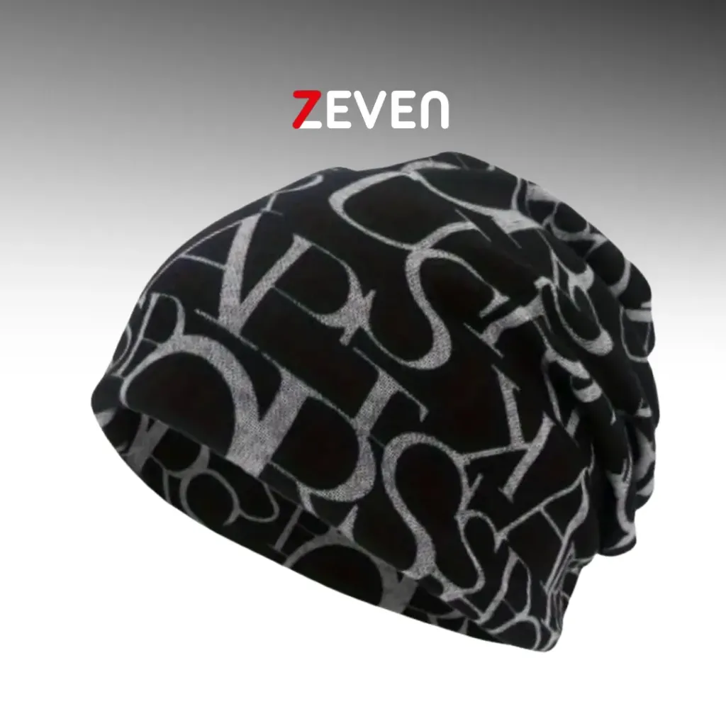 [GS201] Gorro bufanda negro de poliéster con diseño de letras 