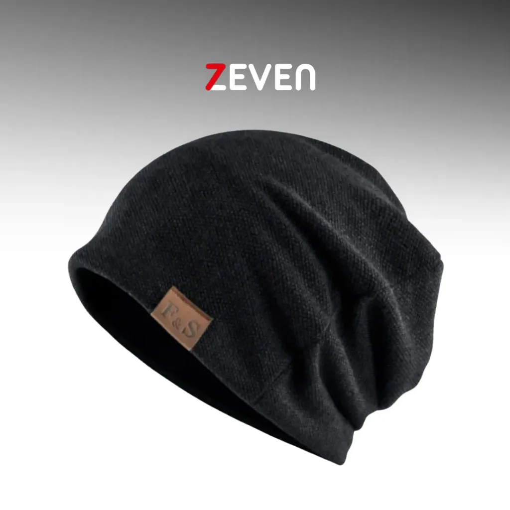 Gorro holgado premium negro con viñeta cafe