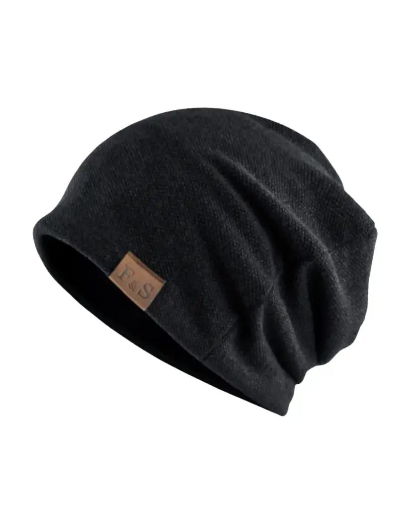 Gorro holgado premium negro con viñeta cafe