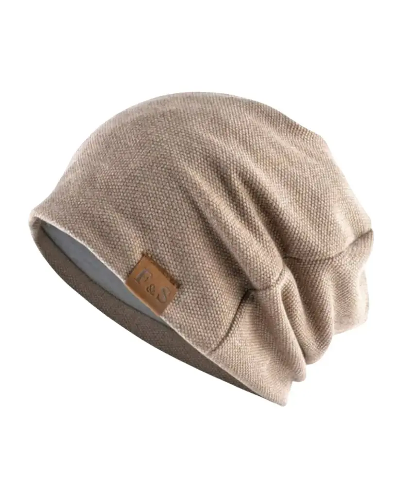 Gorro holgado premium beige con viñeta café 