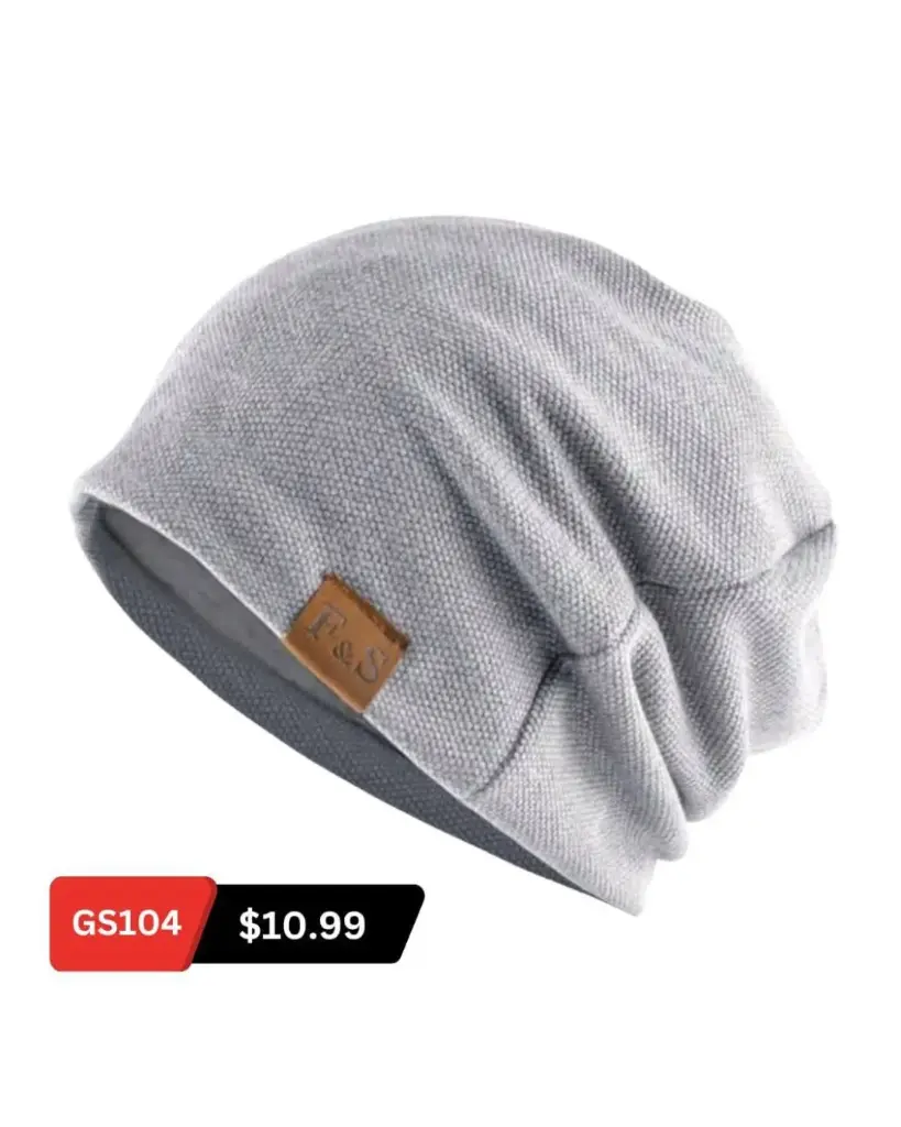Gorro holgado premium gris claro con viñeta café 