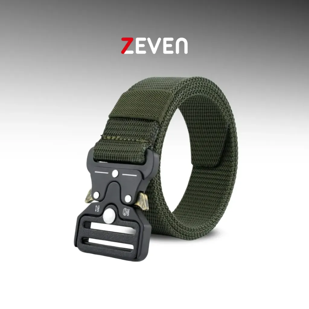 [CZ014] Cinturón casual color verde militar con hebilla plástica 
