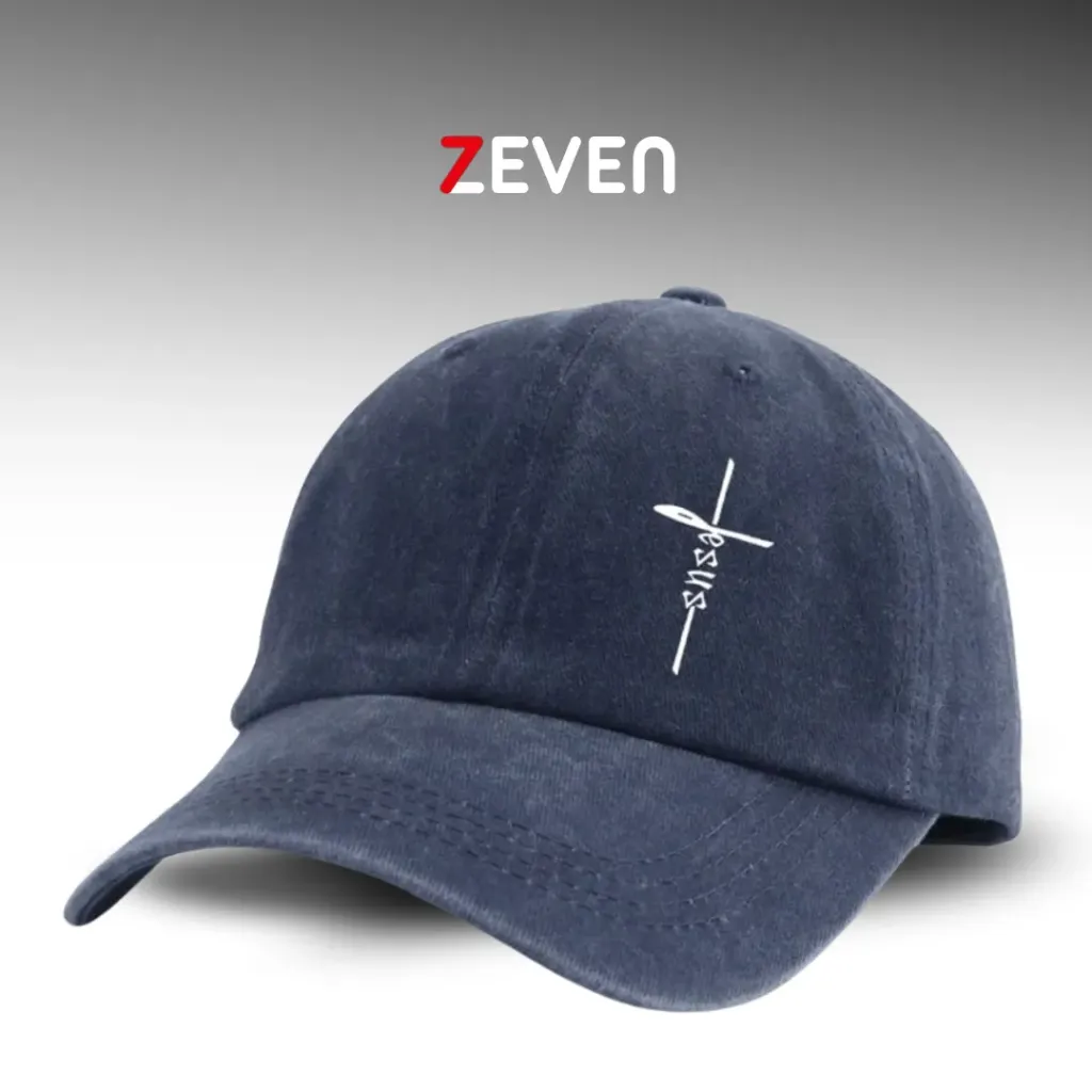 [OB063] Gorra azul marino con palabra JESUS