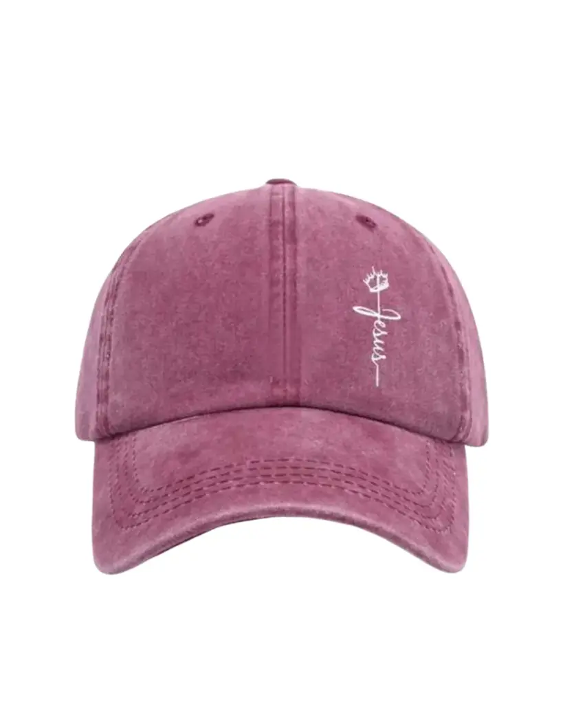 Gorra roja con frase de Jesús