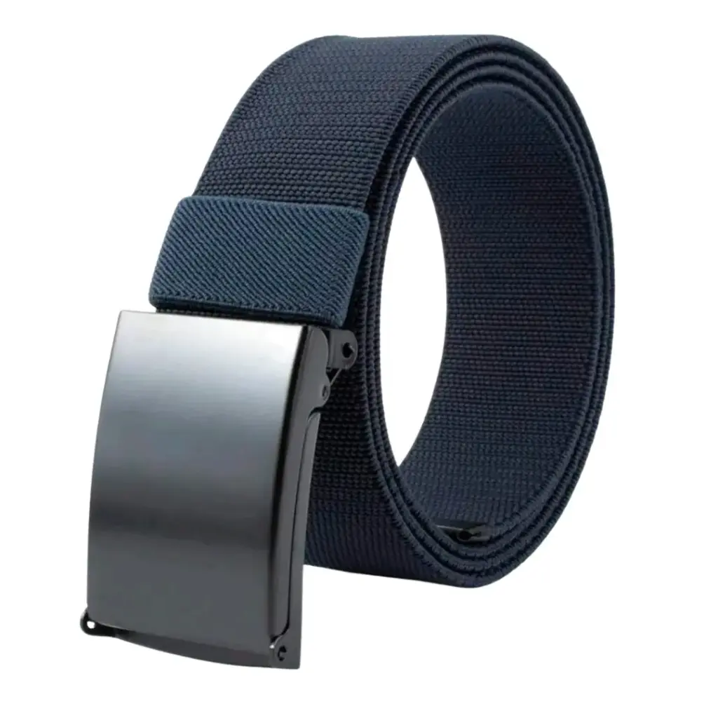 [CZ003] Cinturón azul marino con hebilla rectangular metálica 