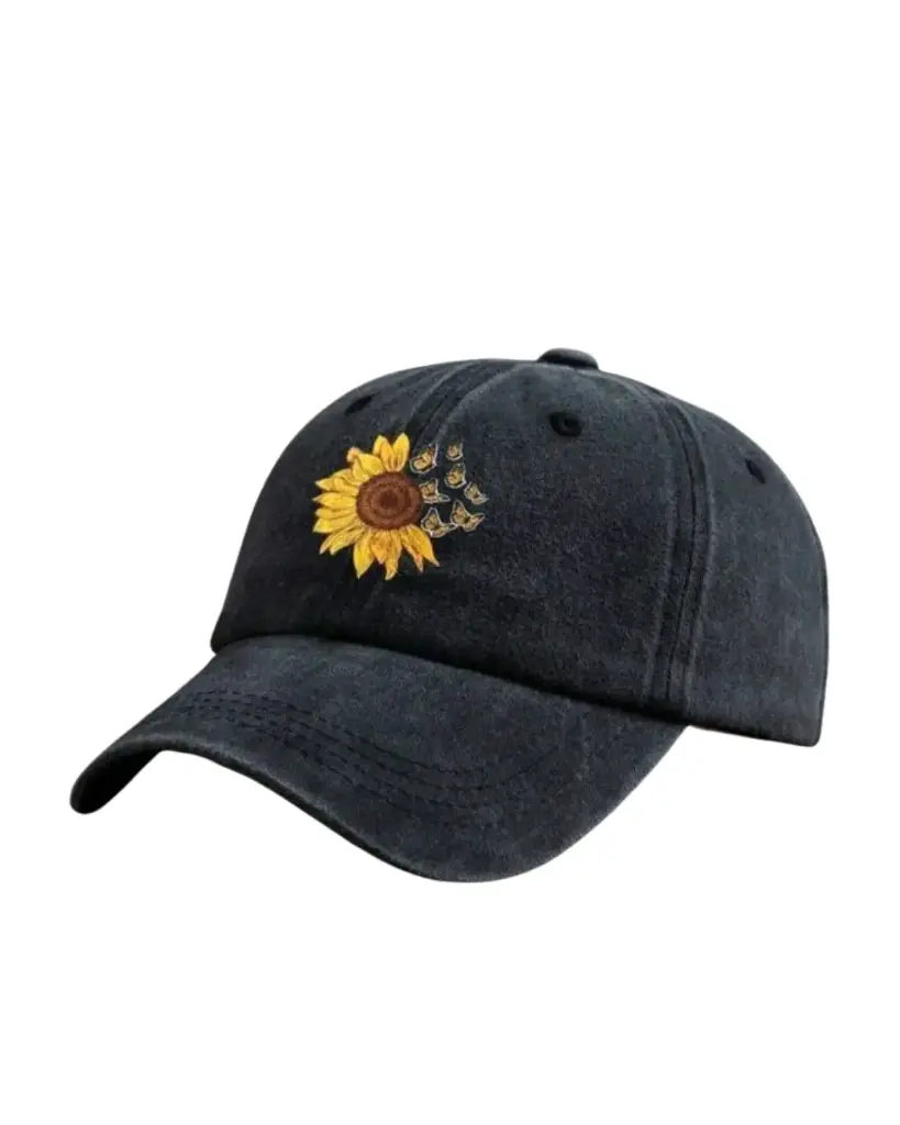 Gorra con negra con girasol