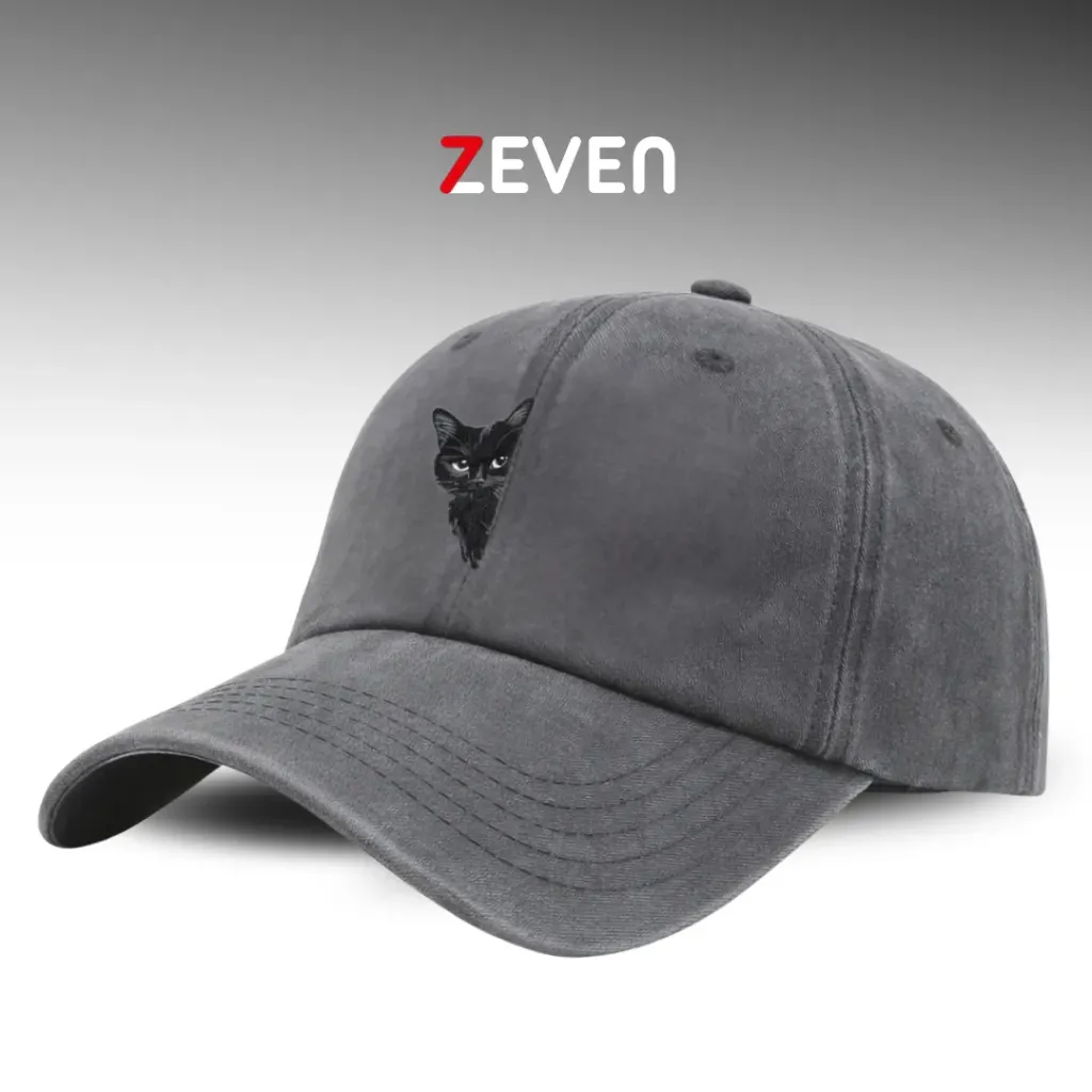 [OB030] Gorra gris claro con gato