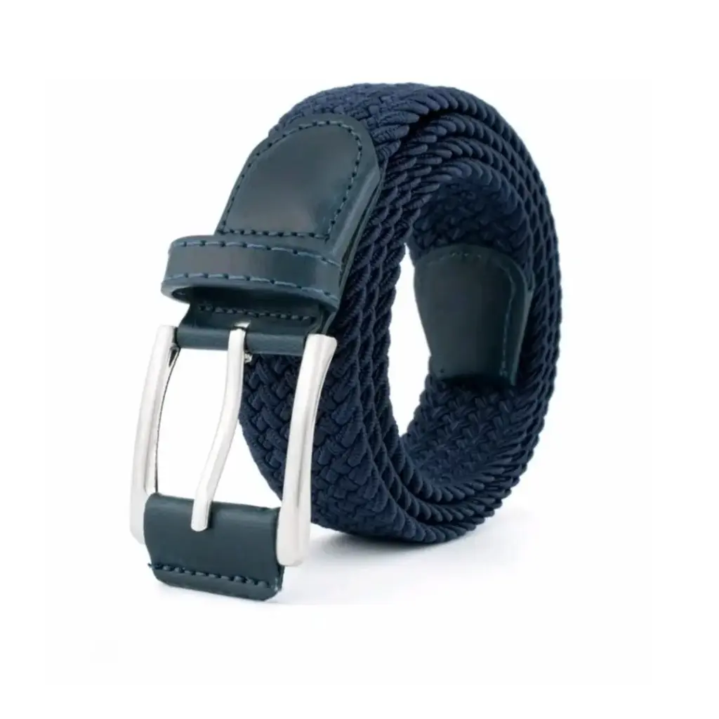 [CZ009] Cinturón trenzado color azul con hebilla cuadrada 