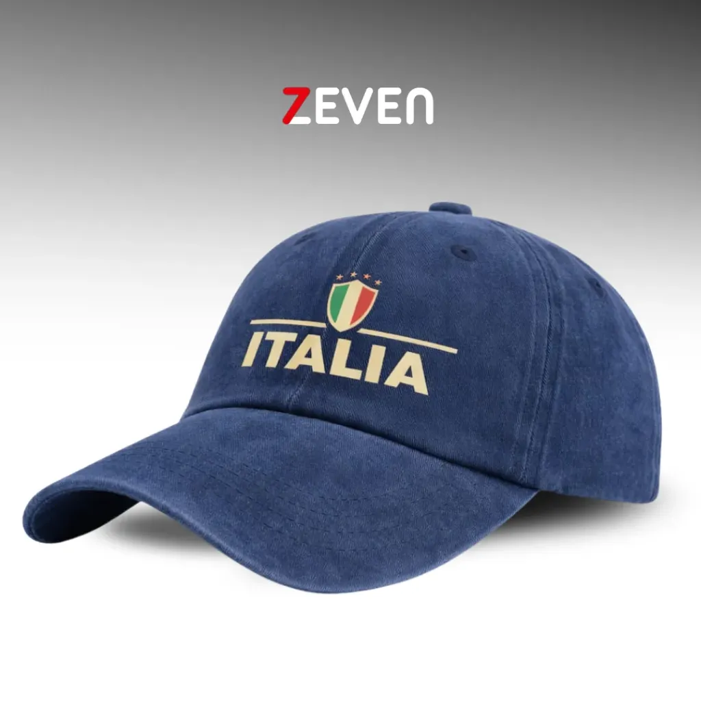 Gorra azul con palabra ITALIA