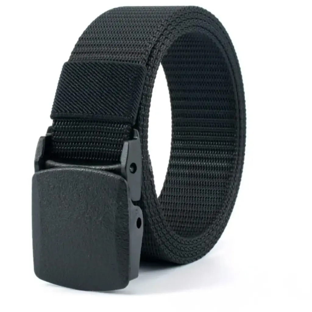 Cinturón táctico color negro con hebilla plástica 