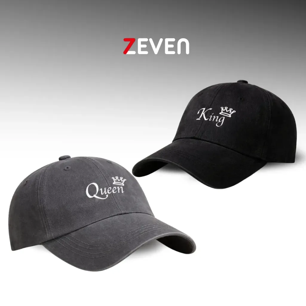 [OB096] Duo de gorras negro y gris QUEEN and KING