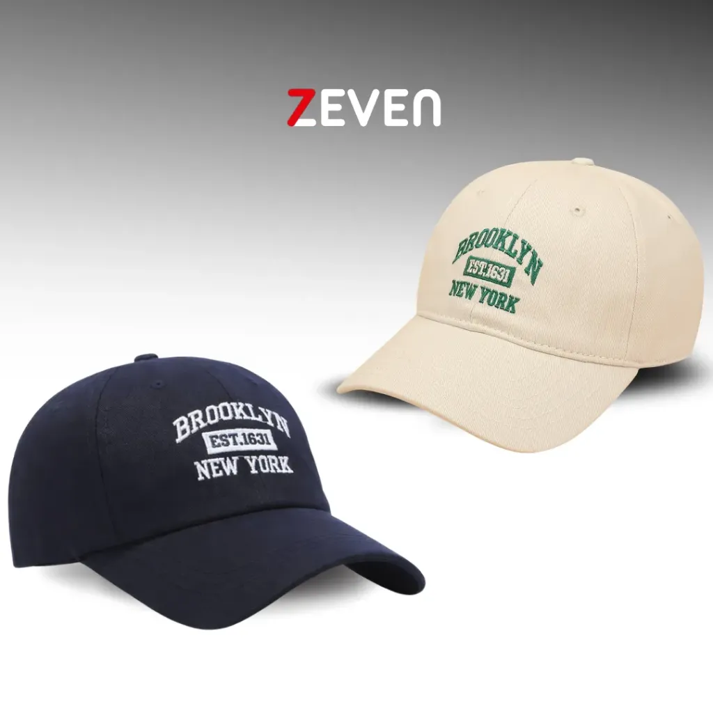 [OB085] Duo de gorras beige y azul NEW YORK AND BROOKLYN