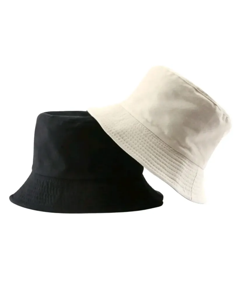 [SZ013] Sombrero de cubo reversible N/Beige