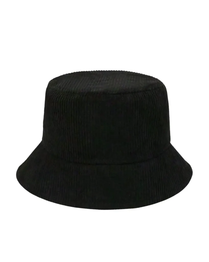 [SZ014] Sombrero de cubo negro de pana