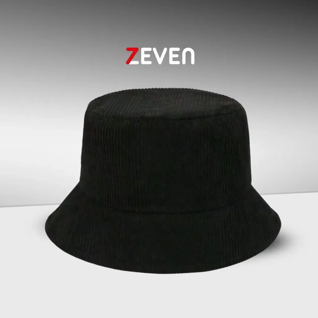 Sombrero de cubo negro de pana