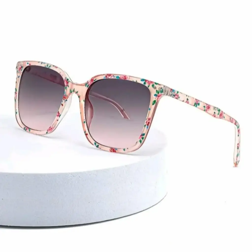 Gafas oscuro claro con marco floral 