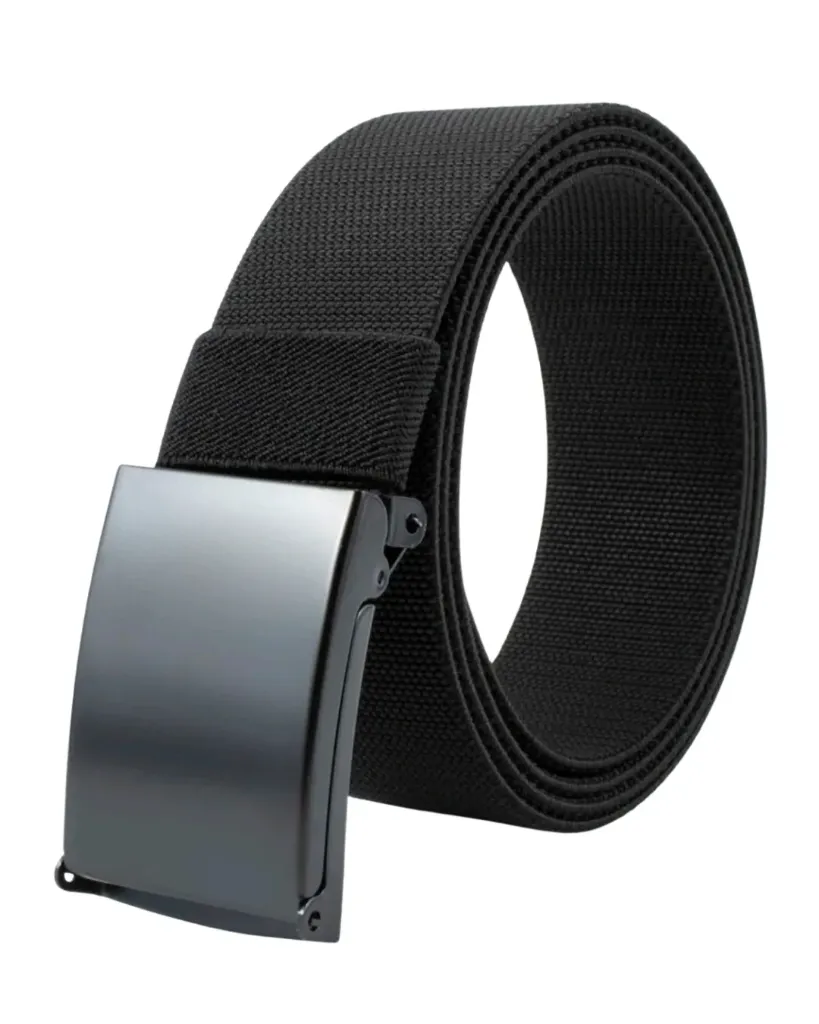 [CZ004] Cinturón negro con hebilla rectangular metálica