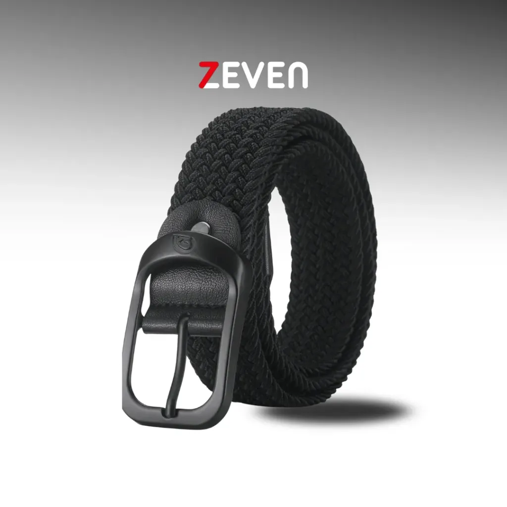 [CZ001] Cinturón trenzado negro con hebilla metalica