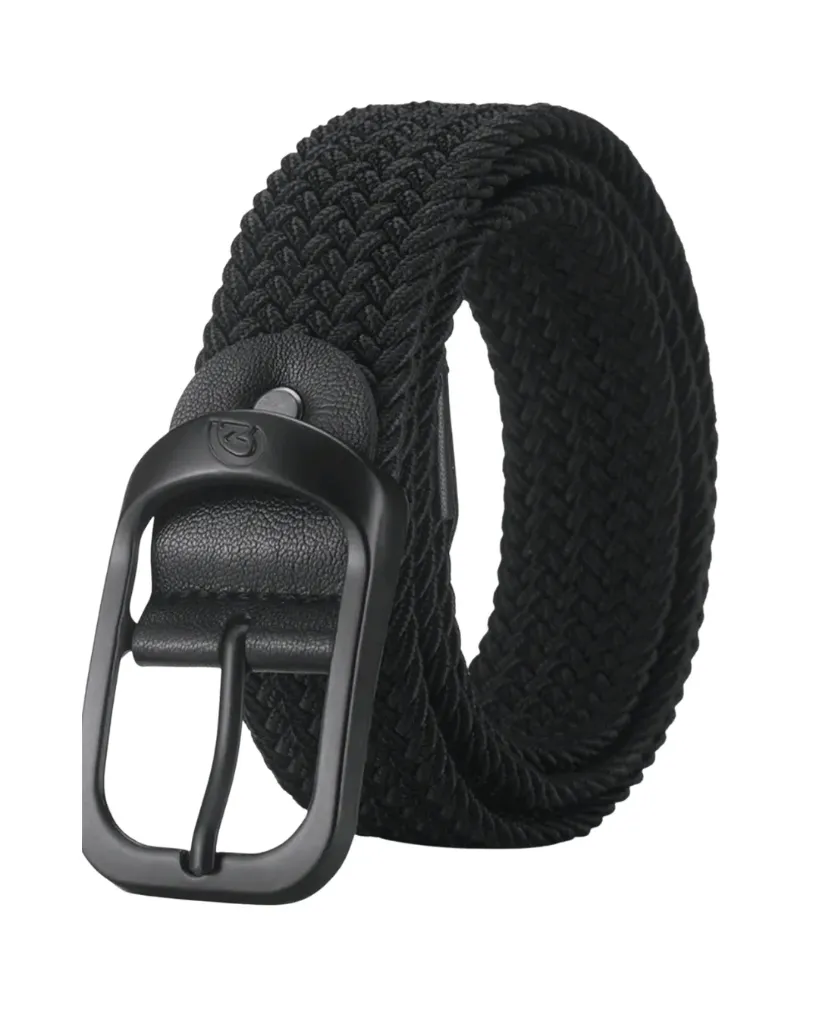 [CZ001] Cinturón trenzado negro con hebilla metalica