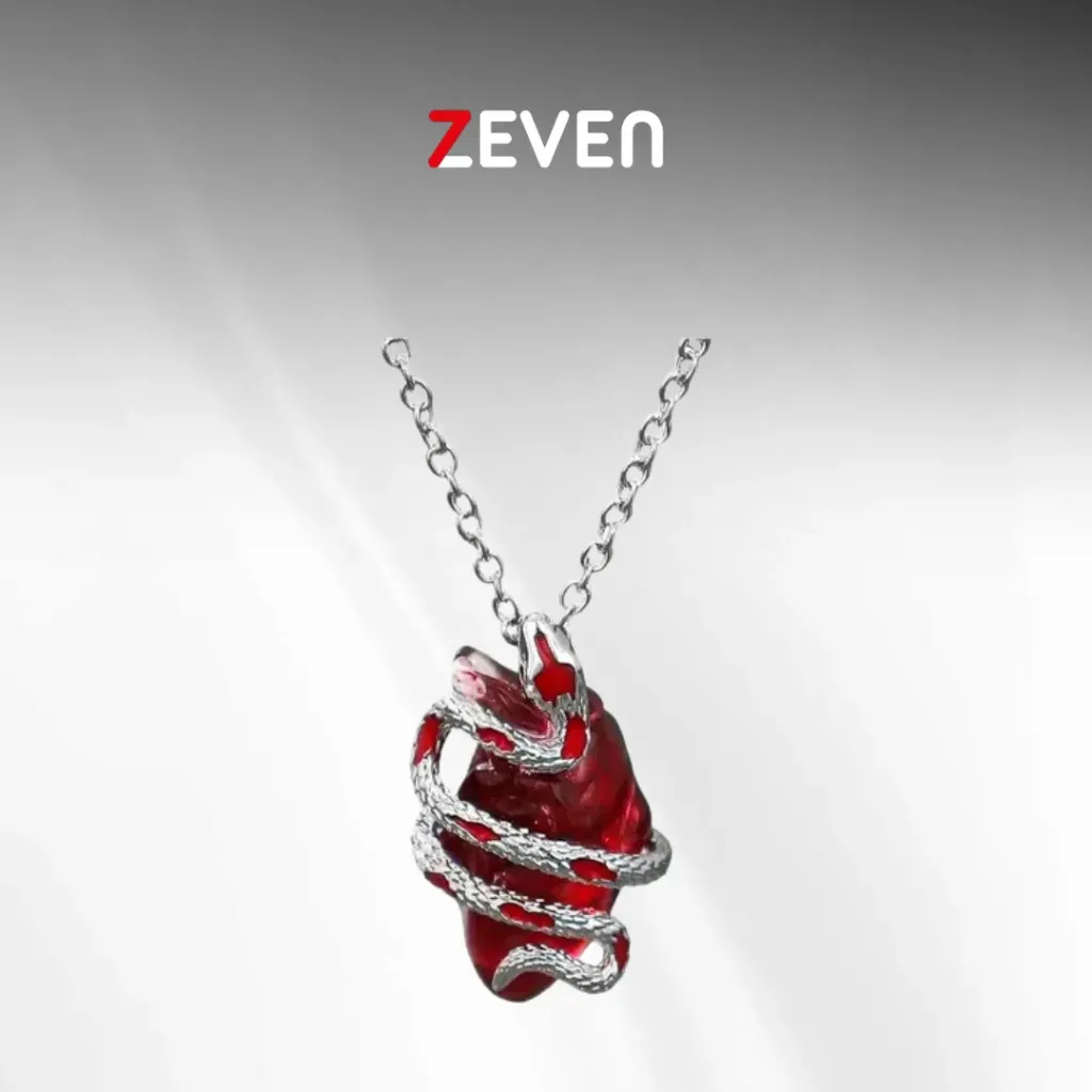 Collar con colgante de corazón con serpiente acero inoxidable