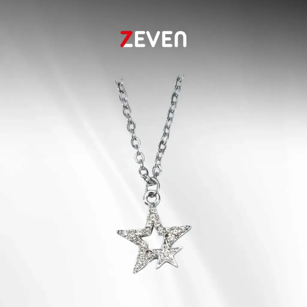 Collar con colgante de estrella brillante acero inoxidable