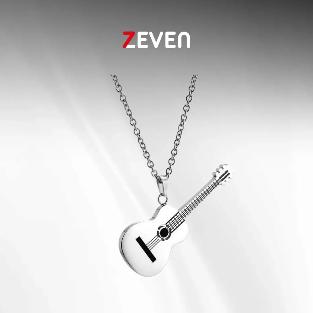 Collar con colgante de guitarra de acero inoxidable