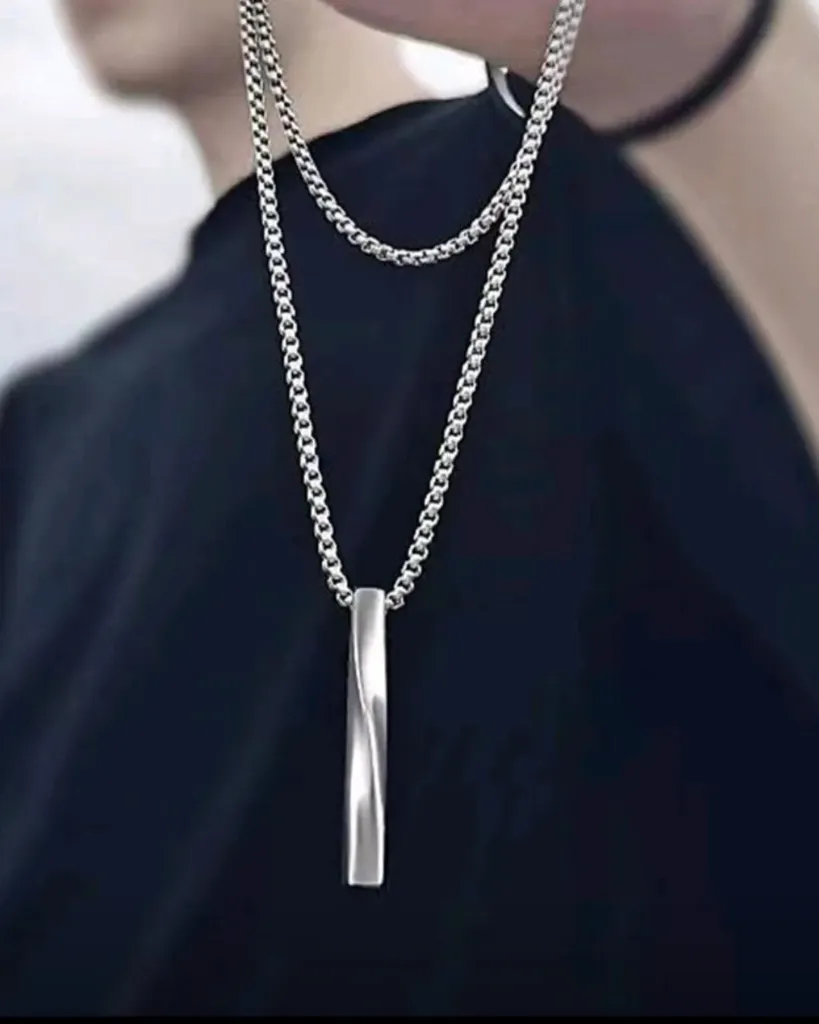 Collar con colgante de barra geométrica de acero inoxidable