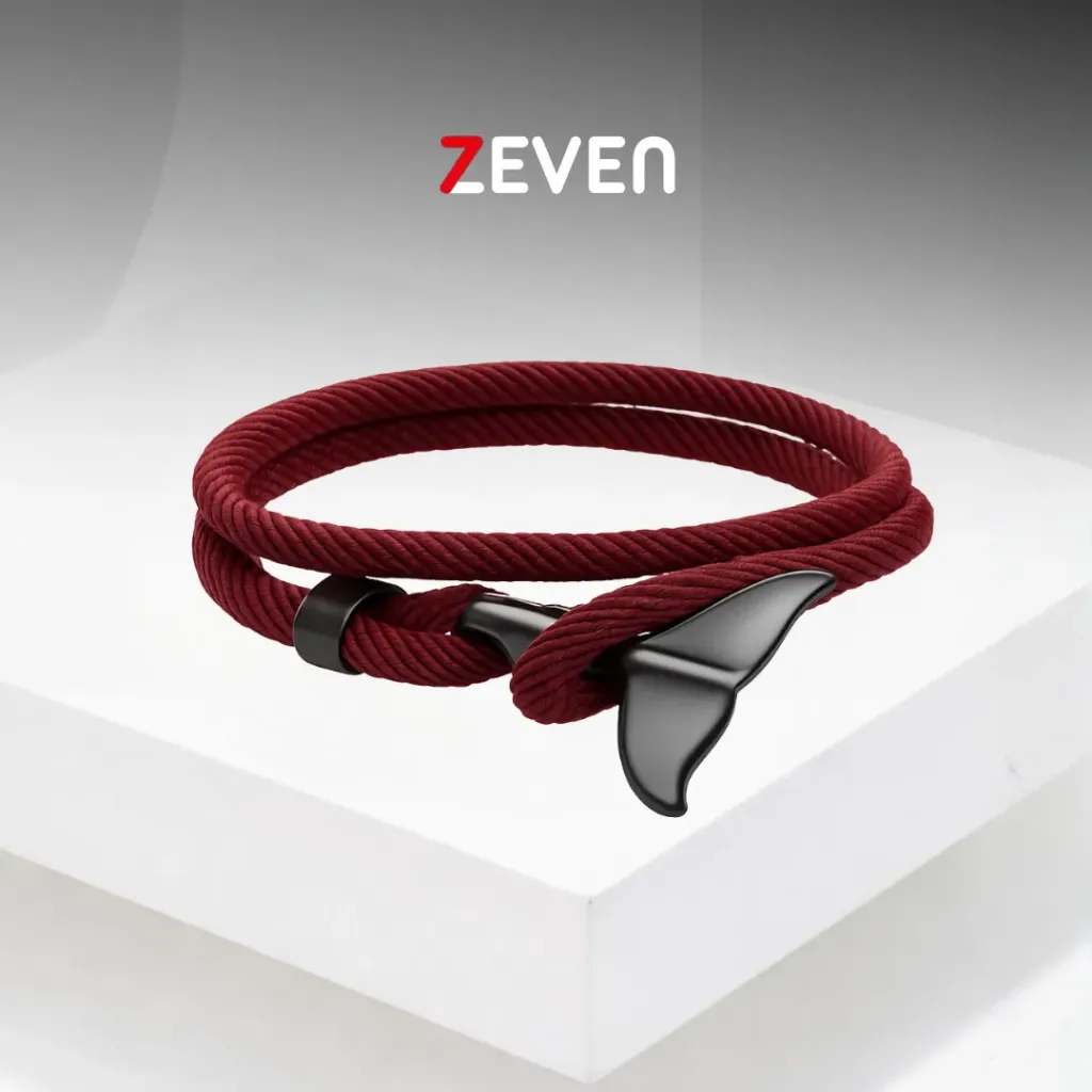 [PZ047] Pulsera ajustable roja con dije Cola de ballena