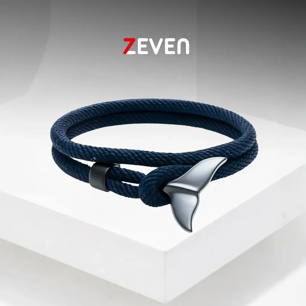 Pulsera ajustable azul con dije Cola de ballena