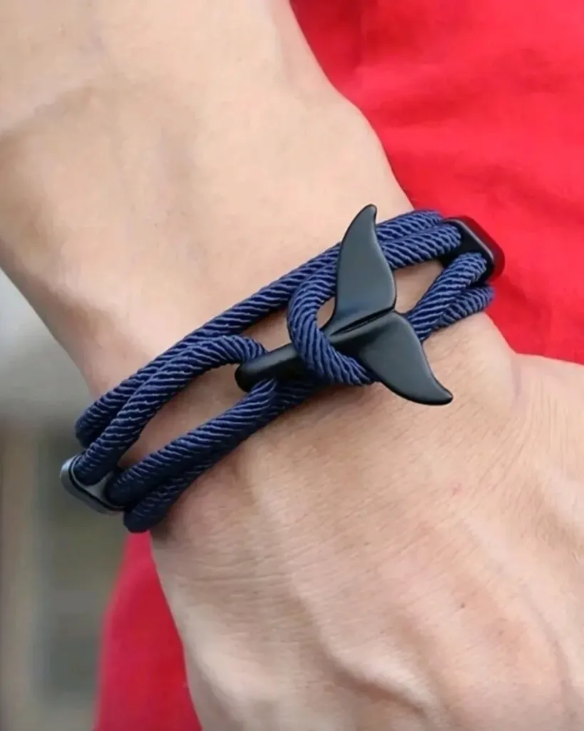 Pulsera ajustable azul con dije Cola de ballena