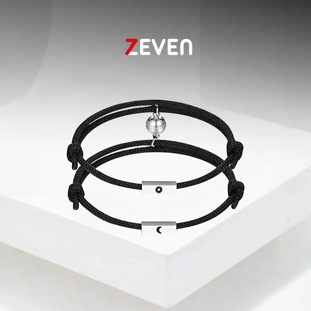 Ser de pulseras de hilo negro con dije de SOL y LUNA