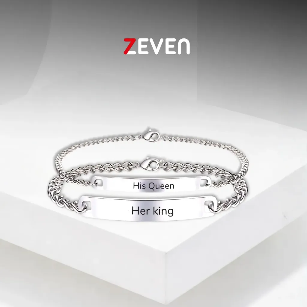 [PZ012] Set de pulseras de acero HER KING and HIS QUEEN