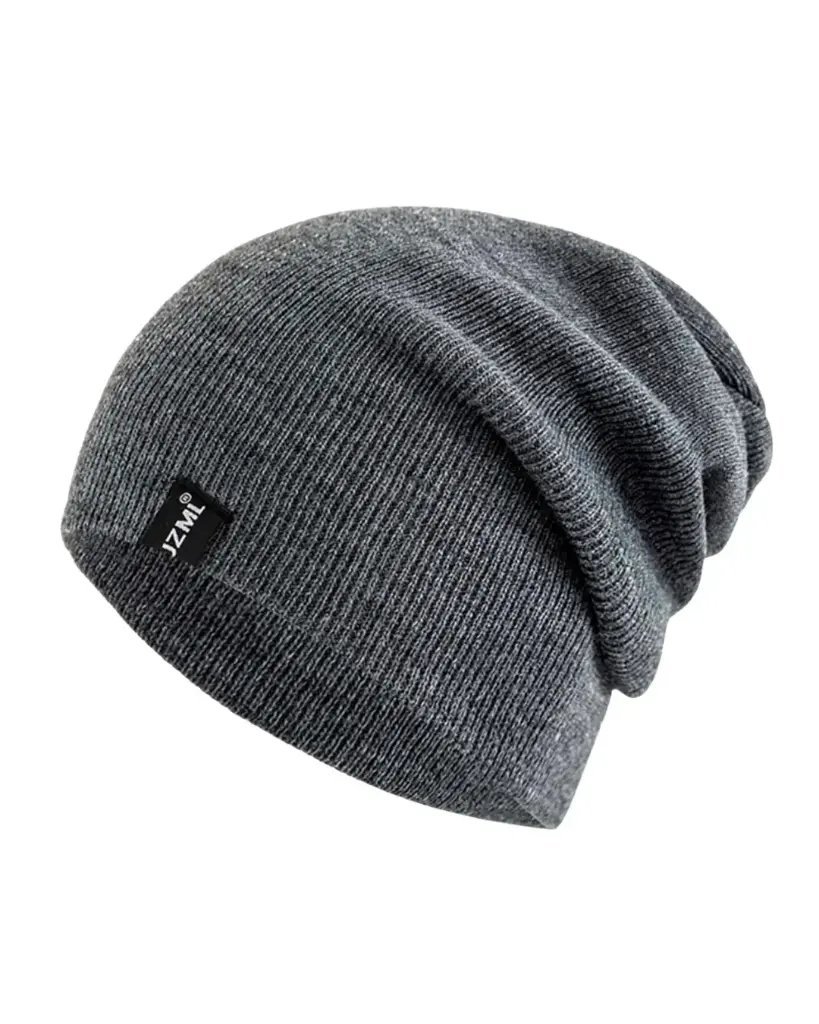 Gorro holgado gris oscuro con etiqueta 