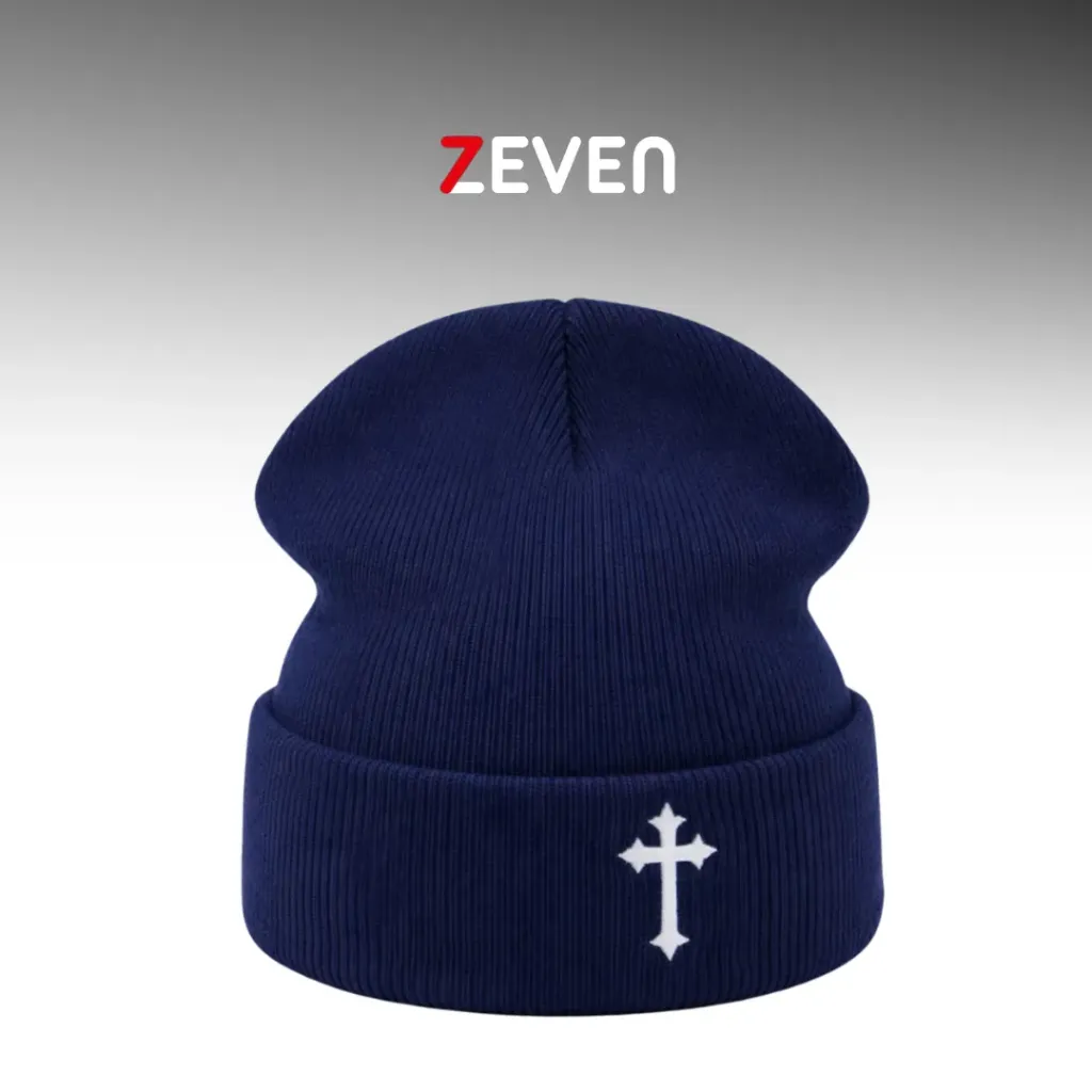 [GS289] Gorro azul con bordado de cruz