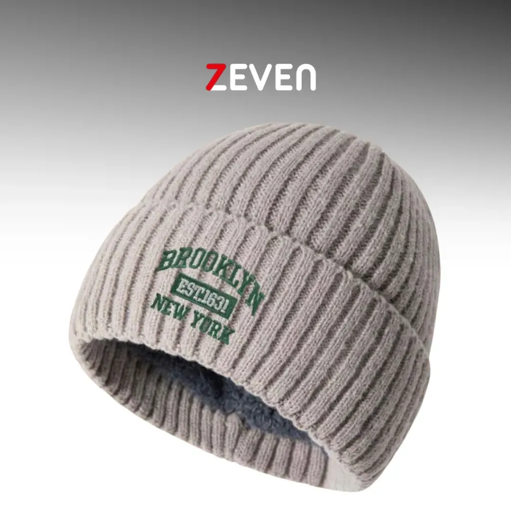 Gorro gris premium con bordado BROOKLYN