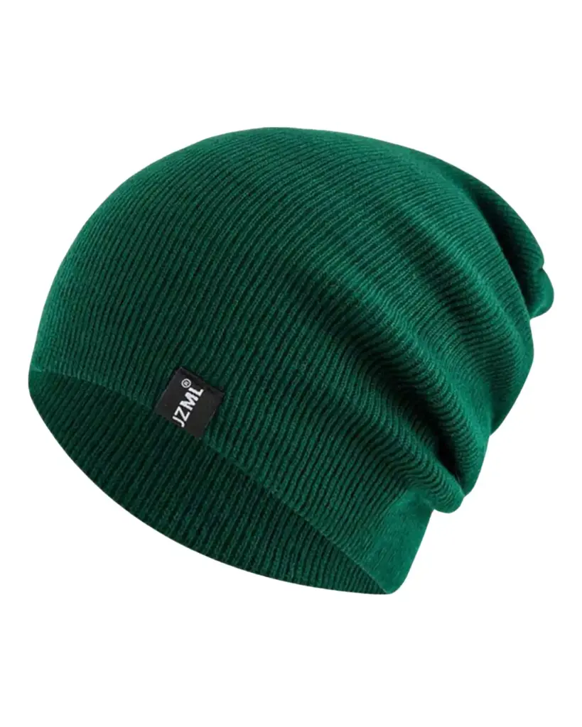 Gorro holgado verde oscuro con etiqueta 