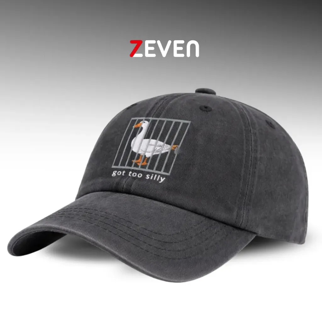 Gorra gris con ganso enjaulado