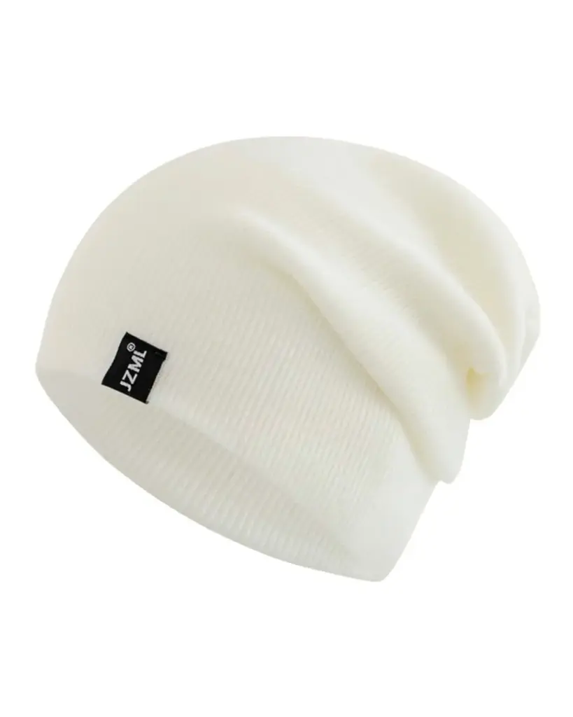 Gorro holgado blanco huezo con etiqueta