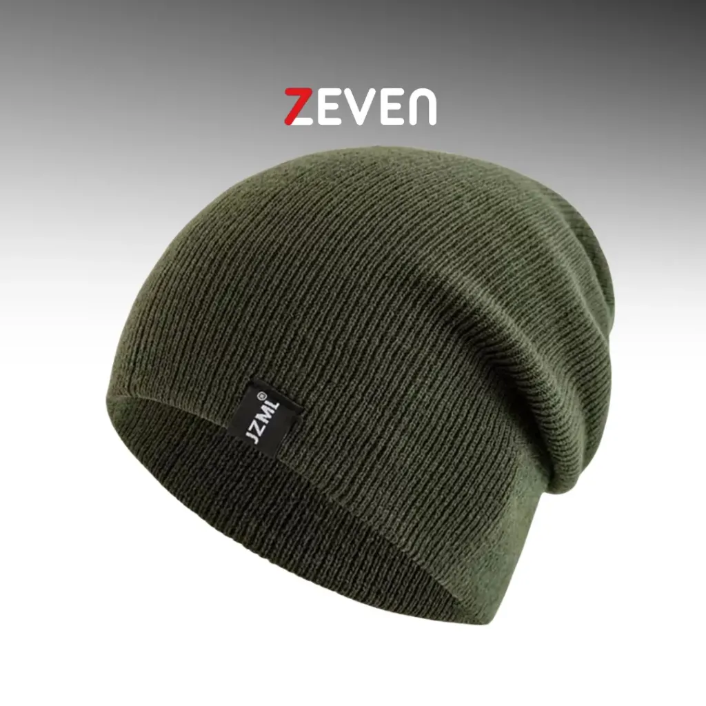 [GS017] Gorro holgado verde militar con etiqueta 