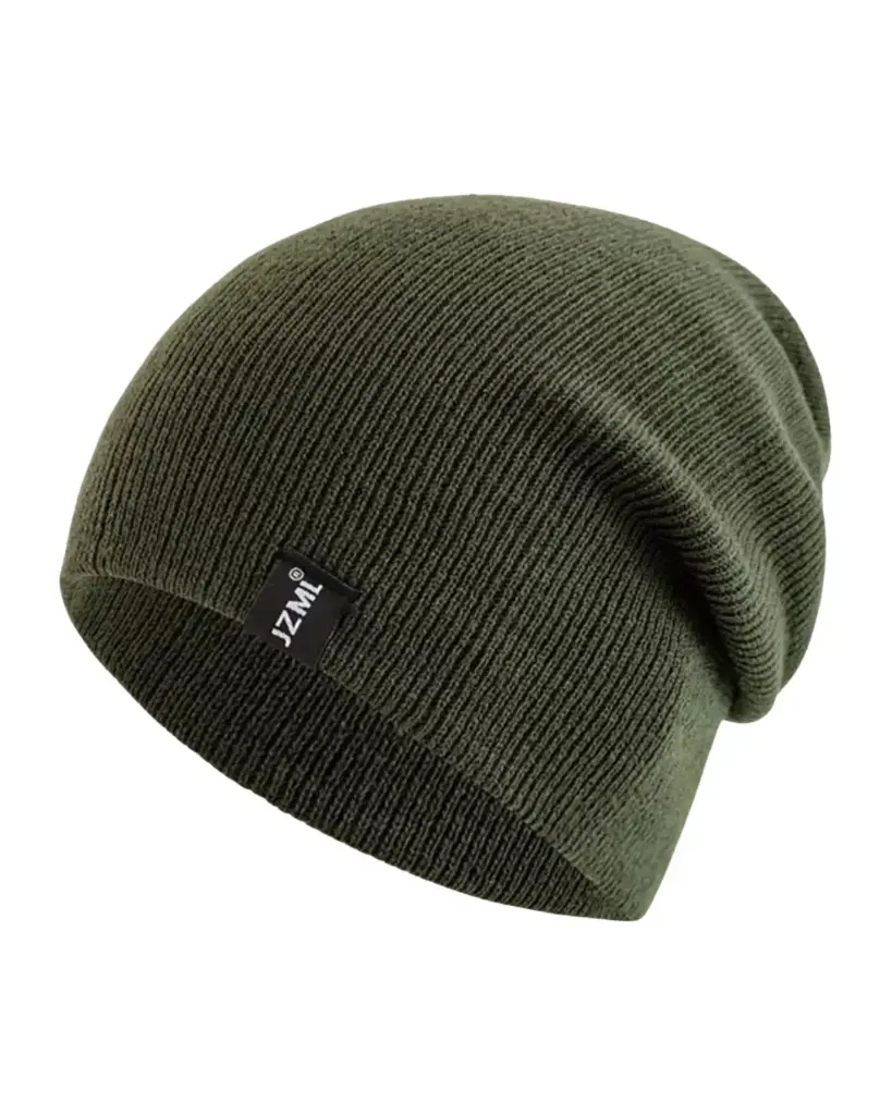 Gorro holgado verde militar con etiqueta 