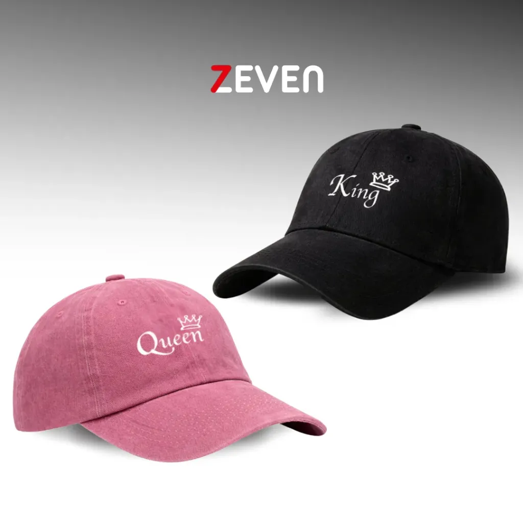 Duo de gorras negro y rosado QUEEN and KING